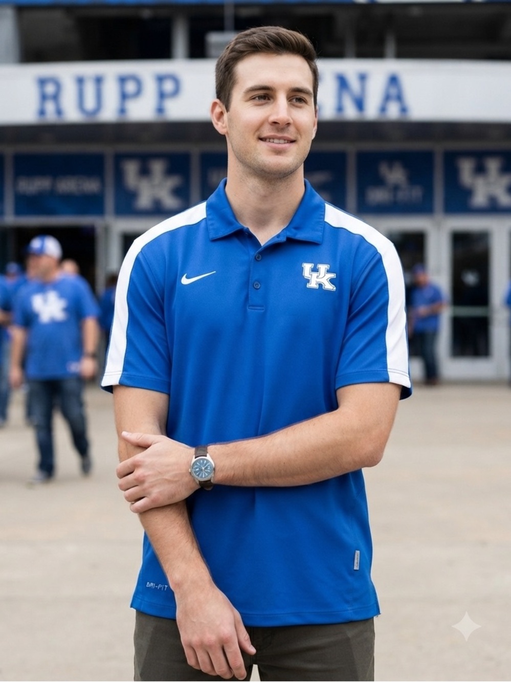 Nike Dri-Fit University of Kentucky Royal Blue Polo with White Swoosh, UK Logo